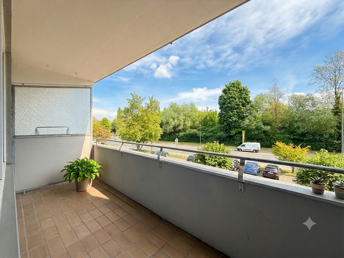 Balkon, (bearbeitet mit KI)